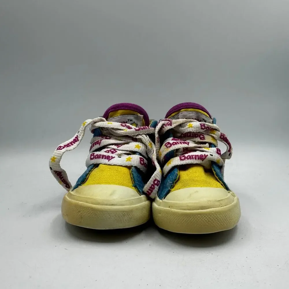 Vintage 1993 BARNEY Purple Dinosaur Lace Up Shoes Toddler Size 4 READ